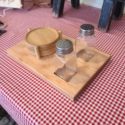 Handcrafted Salt & Pepper Picnic Board with Coasters (A Vintage Wren) OL