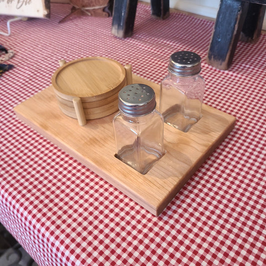 Handcrafted Salt & Pepper Picnic Board with Coasters (A Vintage Wren) OL