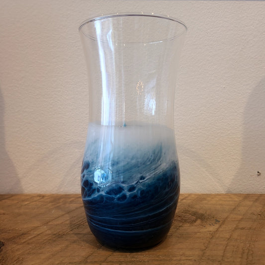 Resin Art Ocean Wave Curved Glass Tumbler (Maria Hostage/Java Lou Studio) OL