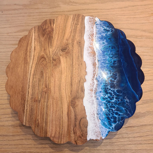 15 1/2" Ocean Resin Art "Susan" revolving board (Maria Hostage/Java Lou Studio) OL