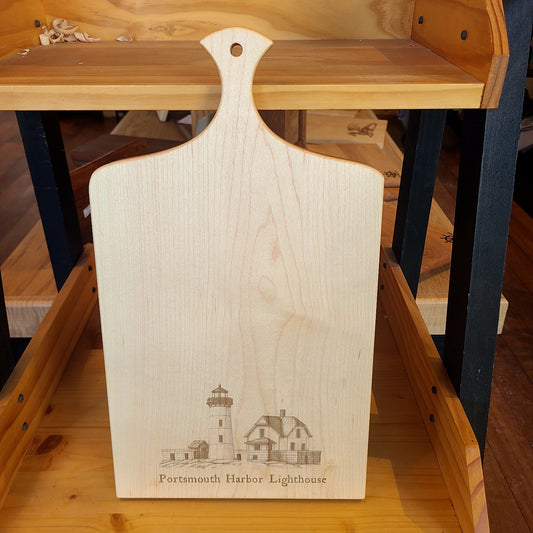 Handcrafted engraved Portsmouth Harbor Lighthouse cutting board (A Vintage Wren) OL