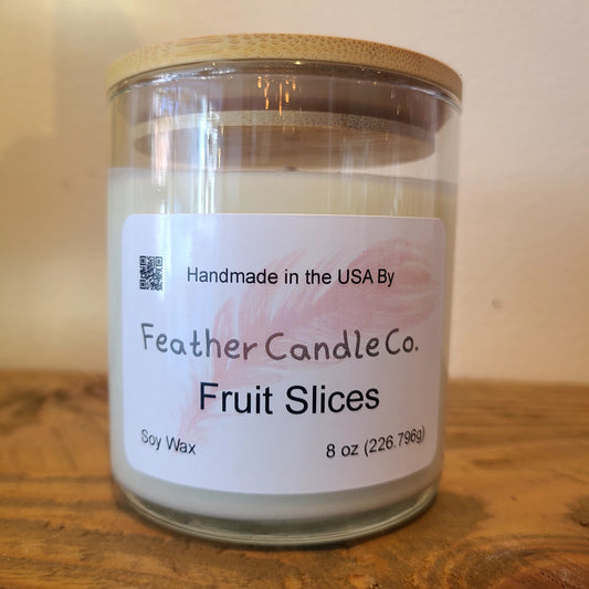 Artisan 100% soy wax "Fruit Slices" scented candle 8 oz. (Feather Candle Company) OL