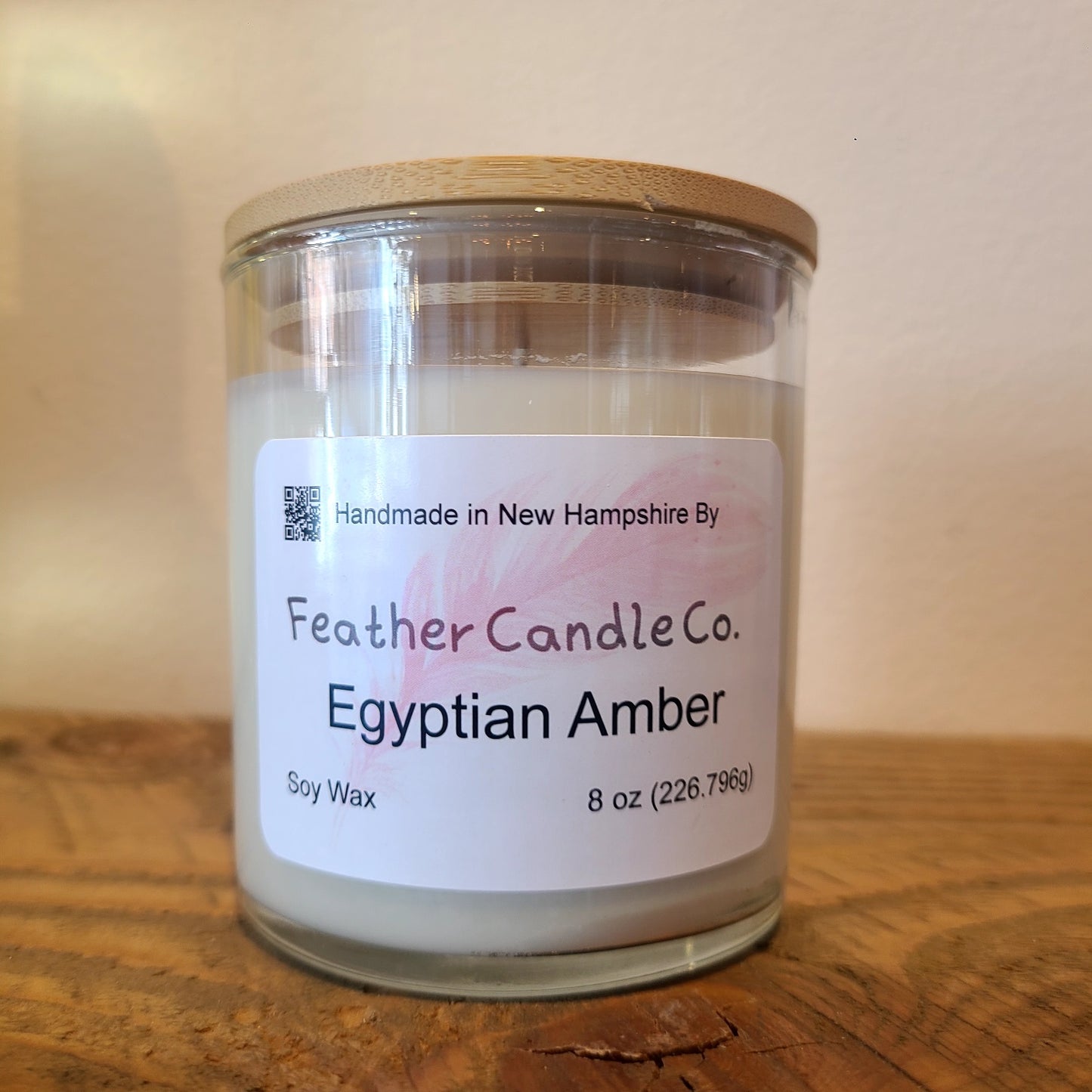 Artisan 100% soy wax "Egyptian Amber" scented candle 8 oz. (Feather Candle Company) OL