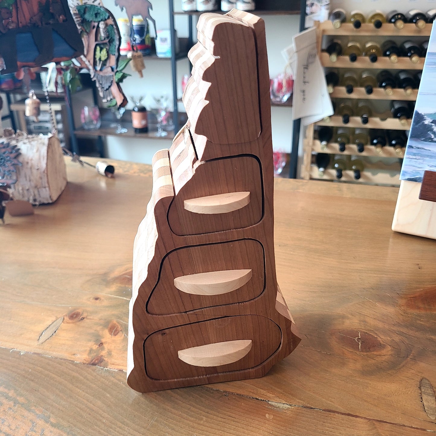 NH Old Man of the Mountain Silhouette wood multi-layered vessel (Simply Reflex) OL