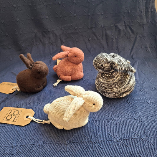 Handcrafted Sweater Bunnies 3x3" (Hillside Studio) OL