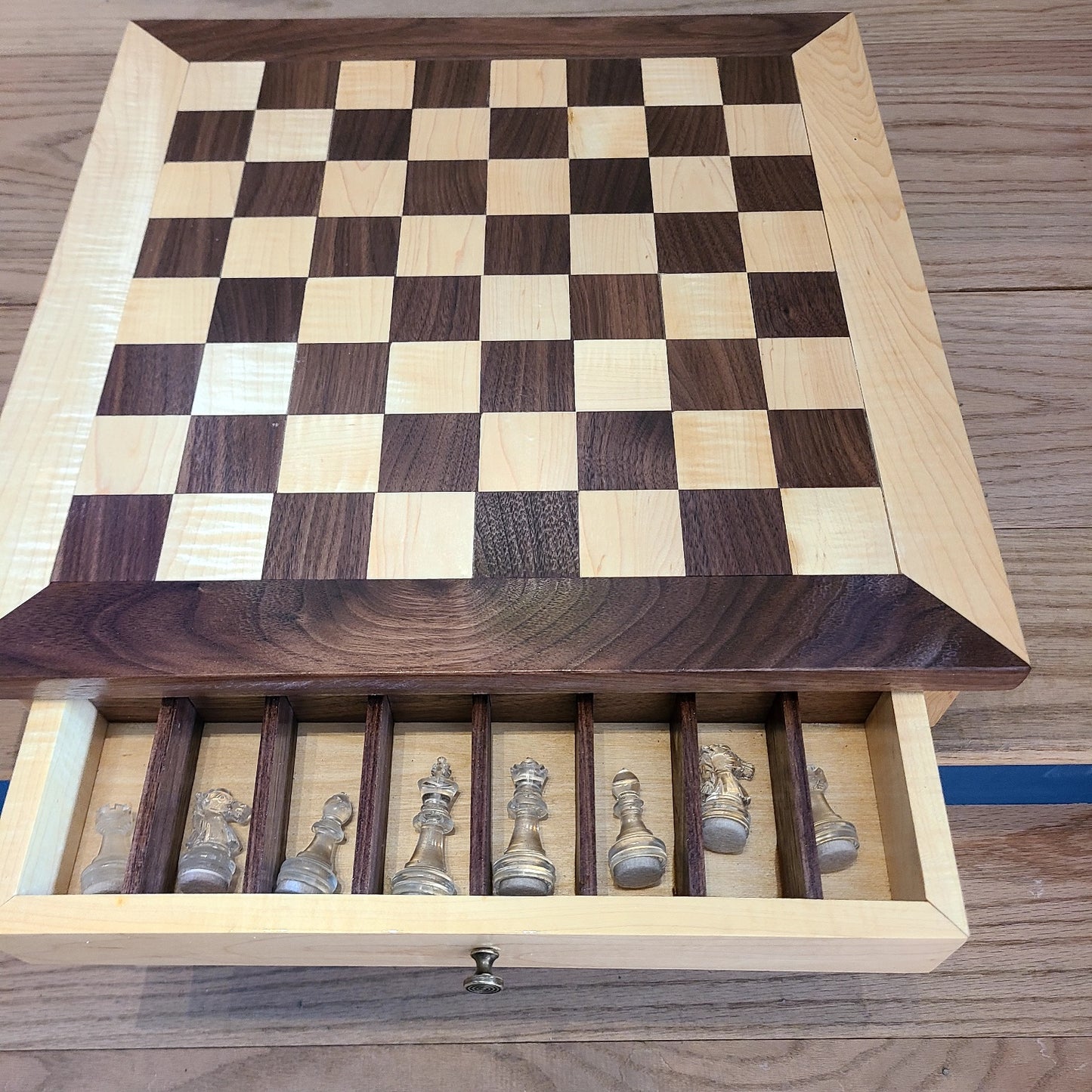 Hand Carved Inlay Chess Board (Rick Becksted) OL