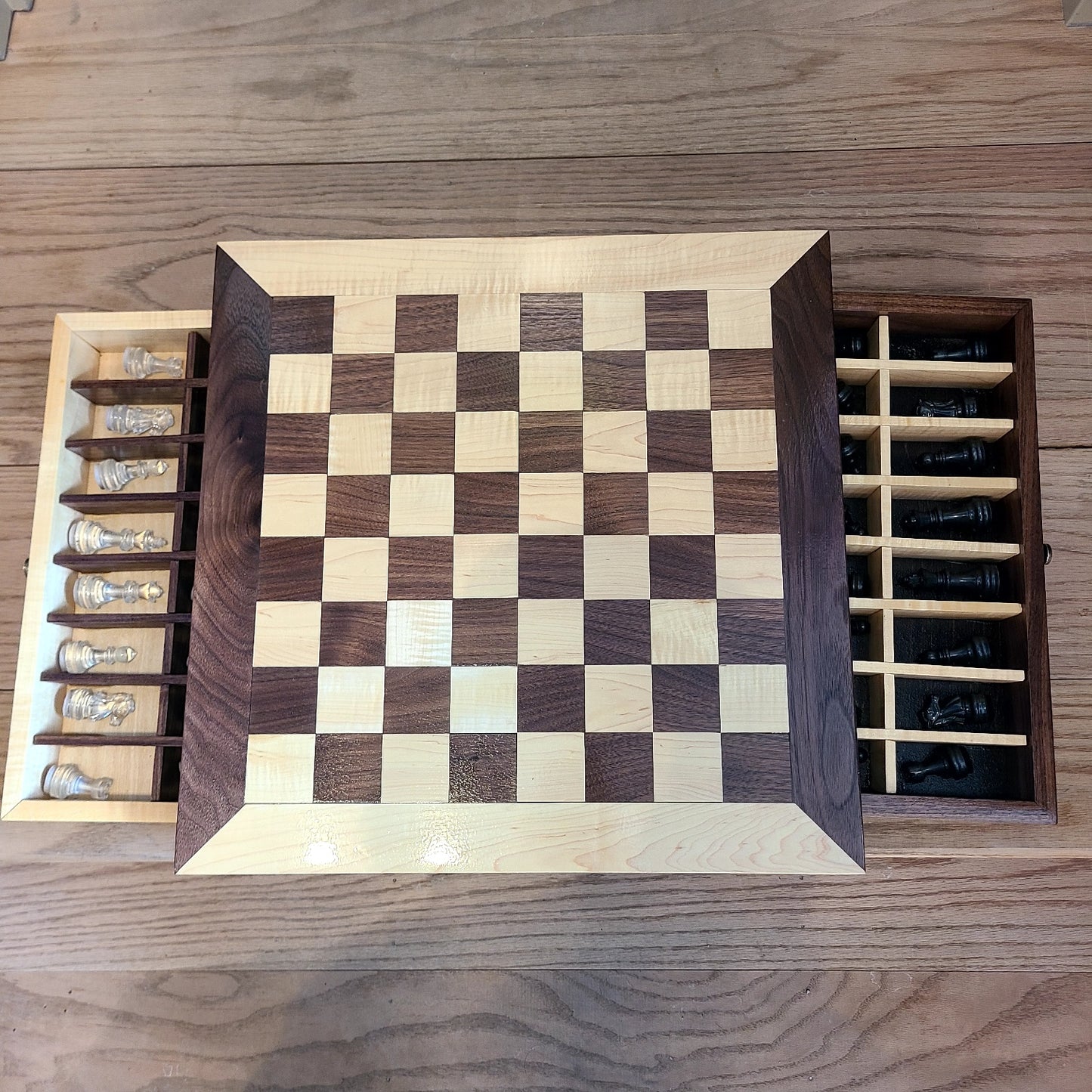Hand Carved Inlay Chess Board (Rick Becksted) OL