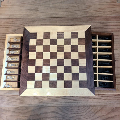 Hand Carved Inlay Chess Board (Rick Becksted) OL