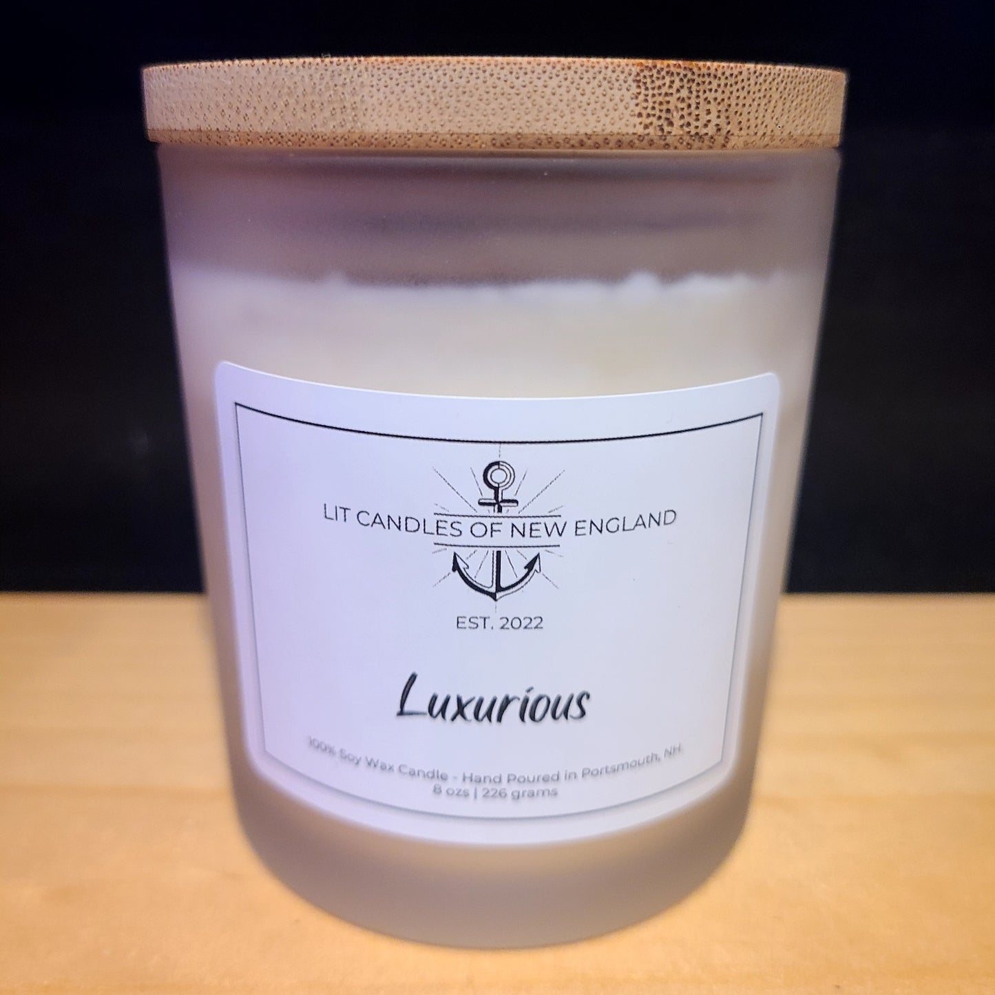 Hand Poured "Luxurious" 8 oz. soy, clean burn candle (LIT Candles of New England) OL
