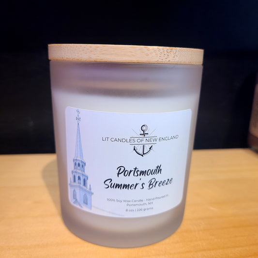 Hand Poured Portsmouth Summer's Breeze 8 oz. soy, clean burn candle (LIT Candles of New England) OL