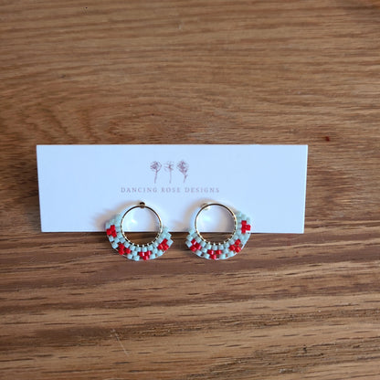 Dancing Rose Design beaded handcrafted earrings OL