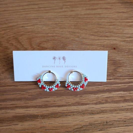 Dancing Rose Design beaded handcrafted earrings OL