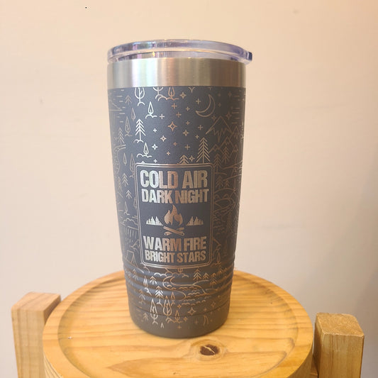 Gray w/ silver etching 20 oz. coffee tumbler (Dapper Moose Design Co.) OL