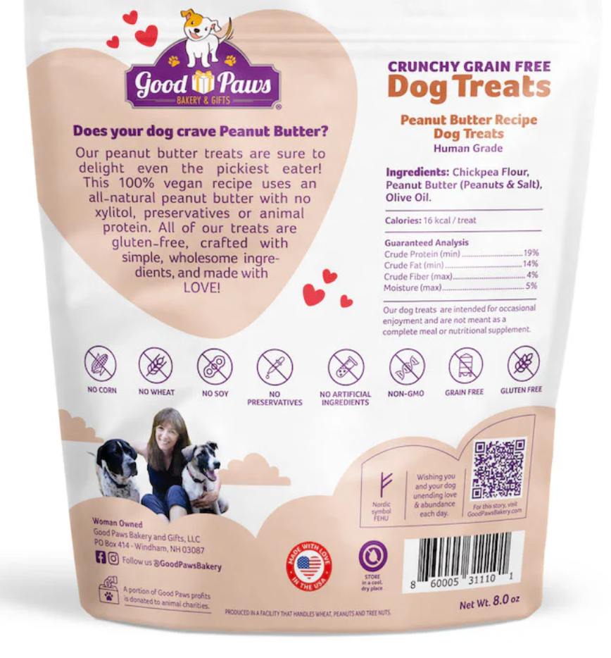 Peanut Butter all natural dog treats 2 oz. bag (Good Paws) OL