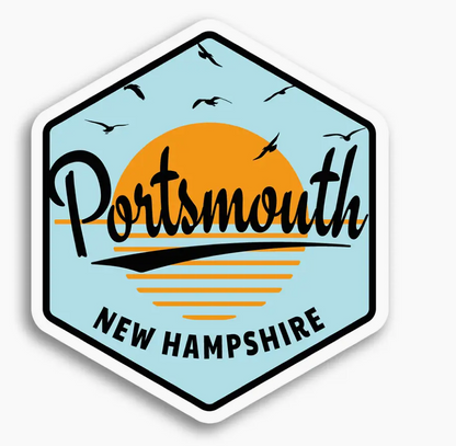 Portsmouth NH Ocean Sunset vinyl mini sticker (Retro Planet) OL
