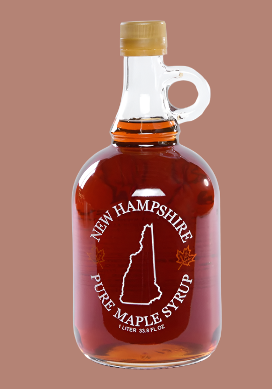 NH Pure Maple Syrup in NH Outline Glass Bottle 16.9 oz. (Fuller's Sugarhouse) OL