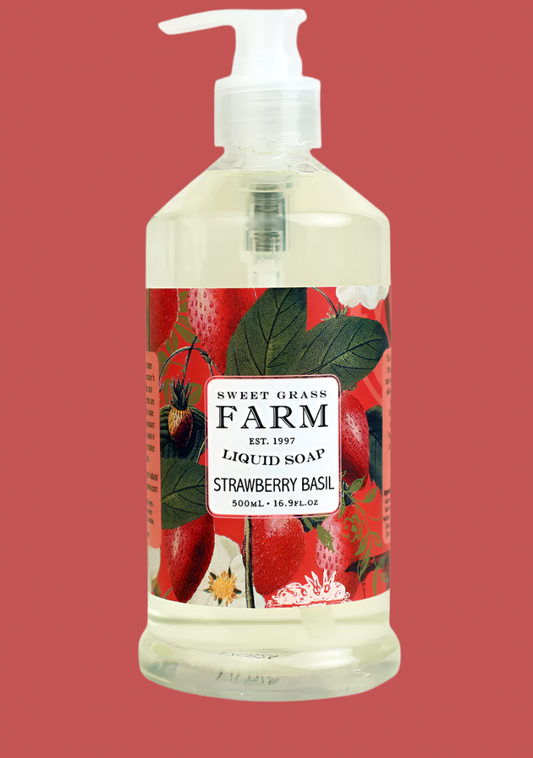 Natural Wildflower Extracts Liquid Soap Strawberry Basil Scent 16.9 oz. (Sweet Grass Farm) OL
