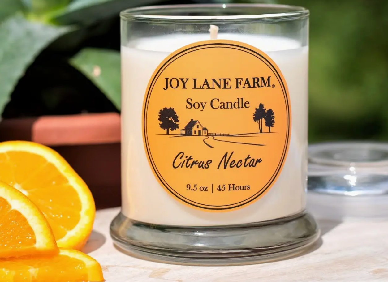 Citrus Nectar Soy Candle 9.5 oz. (Joy Lane Farm) OL