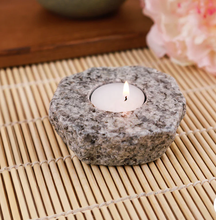 Natural Edge Granite Tea Light Holder (Sea Stones) OL