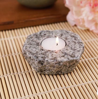 Natural Edge Granite Tea Light Holder (Sea Stones) OL