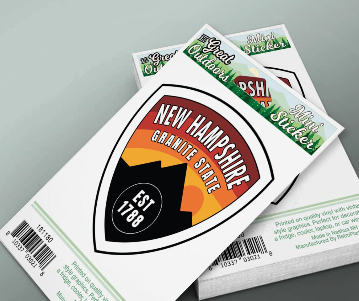 NH White Mountains Sunset Mini Sticker (Retro Planet) OL