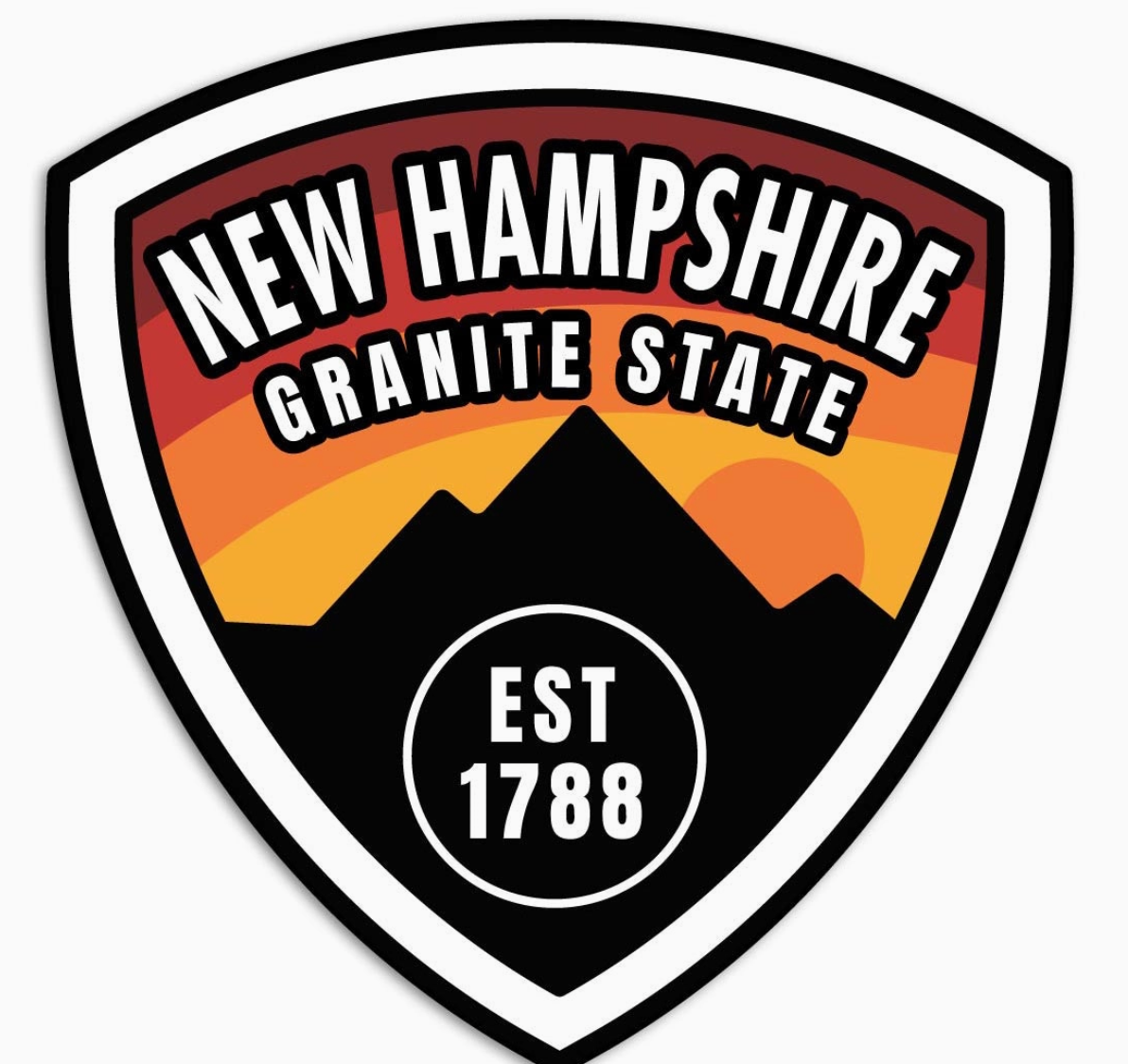 NH White Mountains Sunset Mini Sticker (Retro Planet) OL