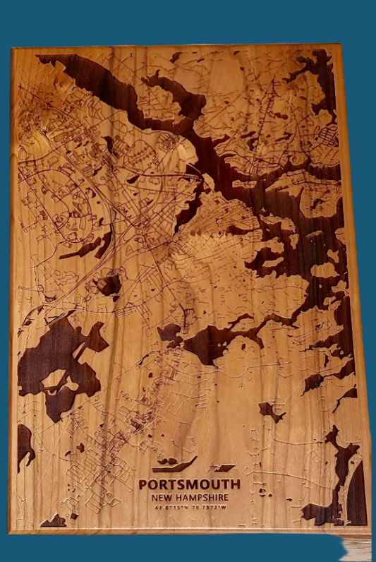 Laser Engraved City of Portsmouth Map (Dapper Moose) OL