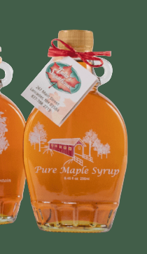 NH Pure Maple Syrup Painted Covered Bridge Glass Bottle 8.45 oz. (Fuller's Sugarhouse) OL