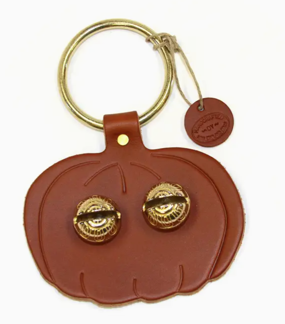 Traditional NH State Outline Deep Green Leather Bell Door Hanger (New England Bells) OL