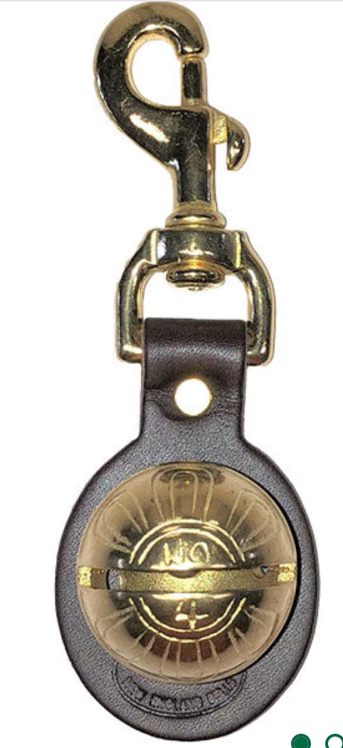 Leather Safety Bell burgundy color  leather with brass bell (New England Bells) OL