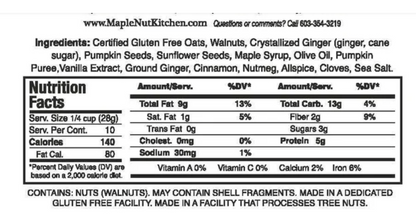 Pumpkin Gingerbread Granola 10 oz. (Maple Nut Kitchen) OL