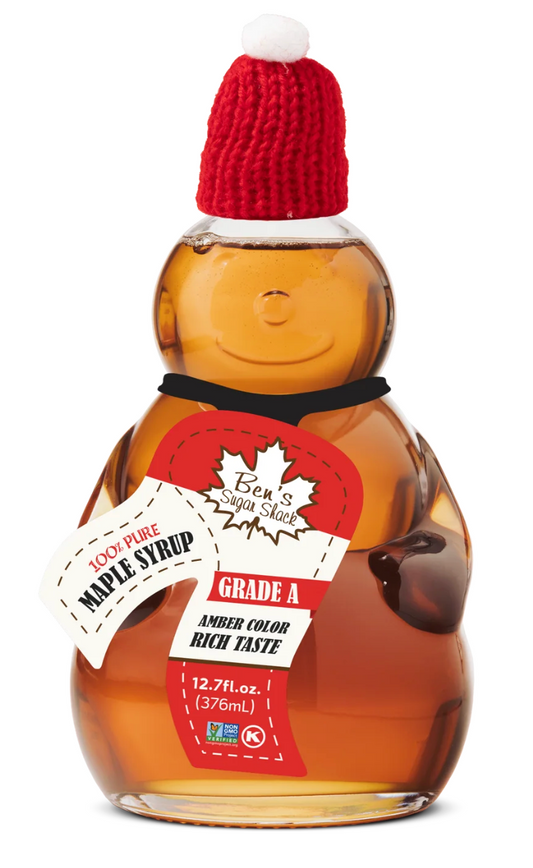 Snowman Glass Pure Maple Syrup 12.7 oz. (Ben's Sugar) OL