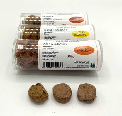 Premium Freeze Dried Tender Tiny Treats for Dogs - Duck, Beef, Chicken (North Woods Animal Treats) OL