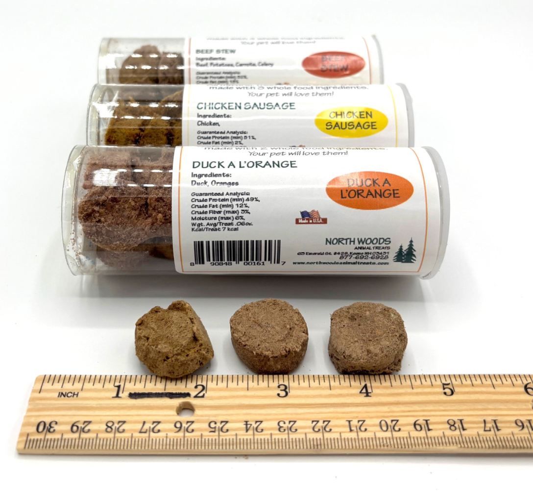 Premium Freeze Dried Tender Tiny Treats for Dogs - Duck, Beef, Chicken (North Woods Animal Treats) OL