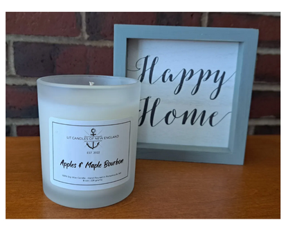 Hand Poured Apples & Maple Bourbon 8 oz. soy, clean burn candle (LIT Candles of New England) OL