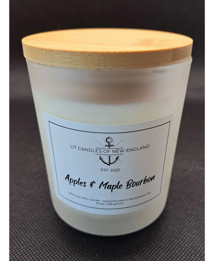 Hand Poured Apples & Maple Bourbon 8 oz. soy, clean burn candle (LIT Candles of New England) OL