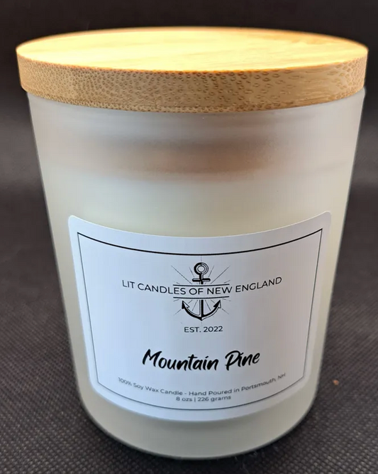 Hand Poured Mountain Pine 8 oz. soy, clean burn candle (LIT Candles of New England) OL