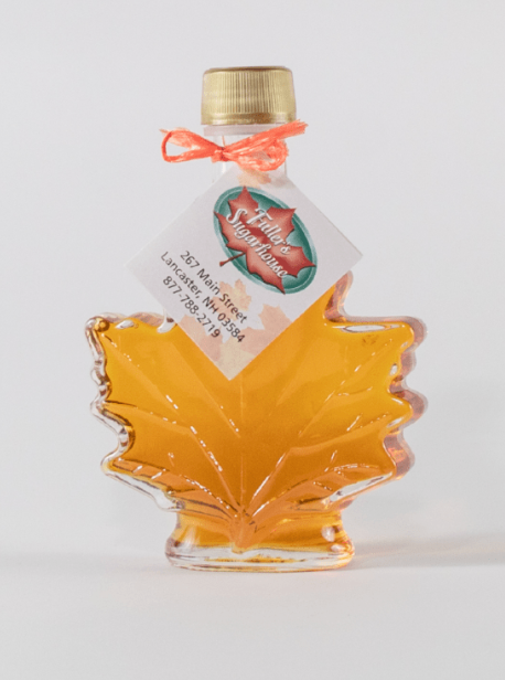 Pure NH Maple Syrup Leaf Glass Bottle 8.45 oz. (Fuller's Sugarhouse) OL