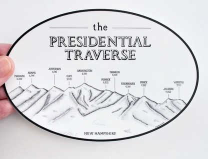 The Presidential Traverse oval NH sticker 4x6" (Sherpa Ant) OL