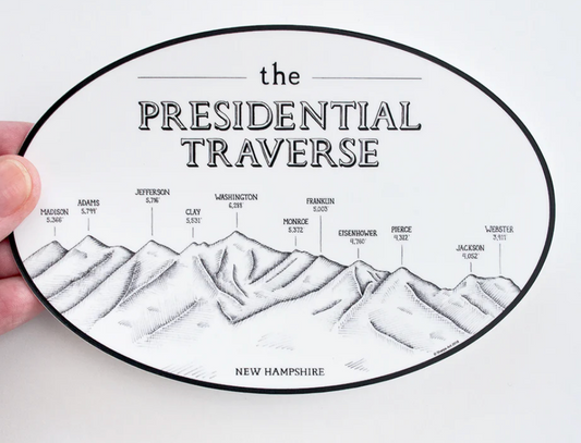 The Presidential Traverse oval NH sticker 4x6" (Sherpa Ant) OL