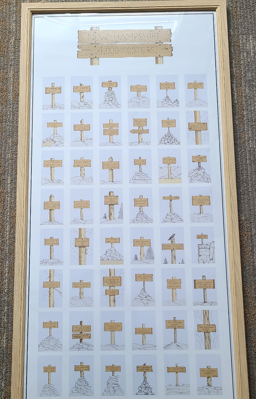 FRAMED 4,000 Footers of New Hampshire Summit Sign Poster (Sherpa Ant) OL