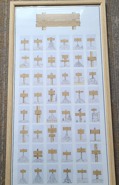 FRAMED 4,000 Footers of New Hampshire Summit Sign Poster (Sherpa Ant) OL