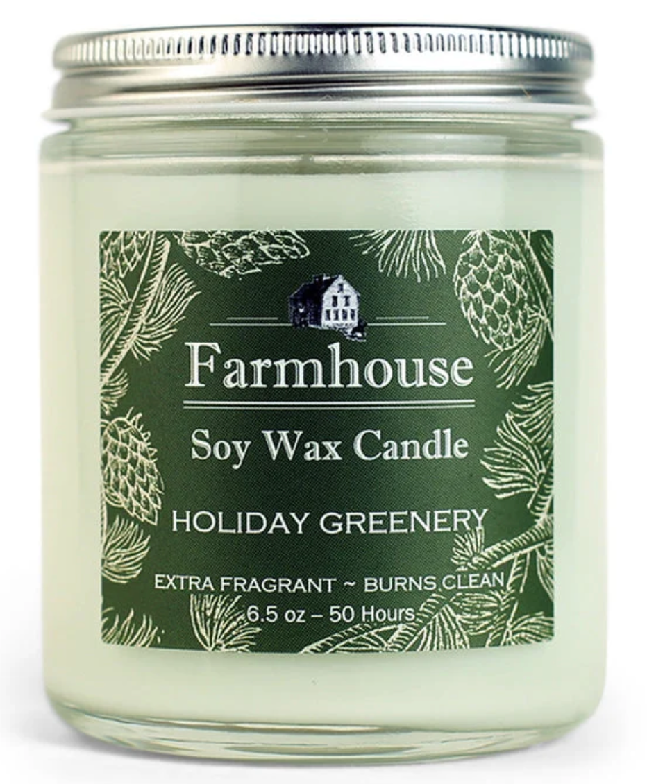 Holiday Greenery Scented Soy Candle 6.5 oz. (Sweet Grass Farm) OL