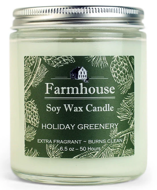 Holiday Greenery Scented Soy Candle 6.5 oz. (Sweet Grass Farm) OL
