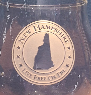 Stemless Crystal Wine Glass 15 oz. Various NH Etchings (American Crystal Works) OL