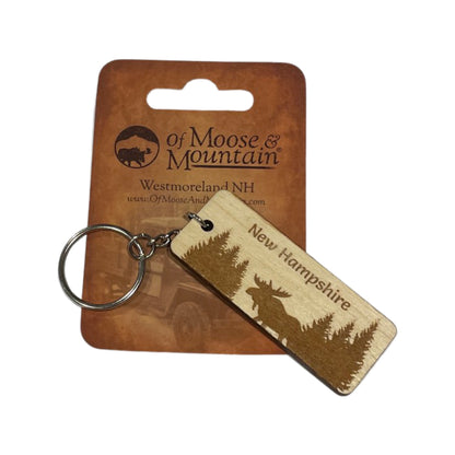 Wood New Hampshire Keychain (Of Moose and Mountain) OL